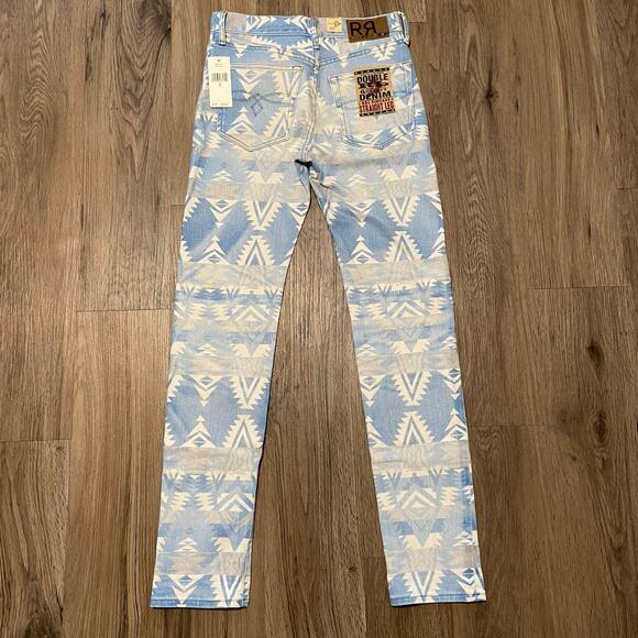 Double RL Ralph Lauren RRL Vintage Straight Leg Jean Women 25 Blue Aztec Western - Picture 3 of 11
